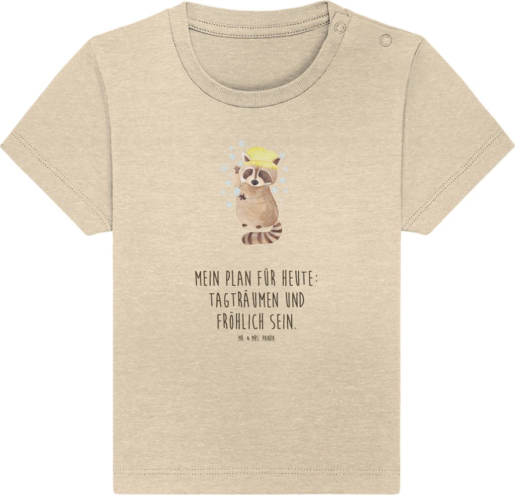 Mr. & Mrs. Panda T-Shirt Waschbär 6. - 12. Monat - Natural Raw - Geschenk, Plan, Fröhlich, Tagträumen, Baby, Babyshirt, Öko, Lustige Sprüche, ...