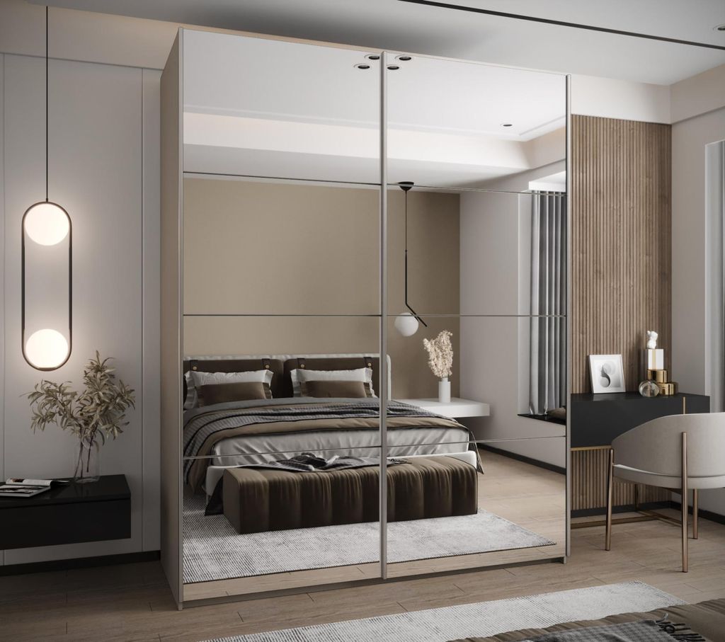 Zweitüriger Kleiderschrank SAMARA 2 - 200 cm, Kaschmir/Silber