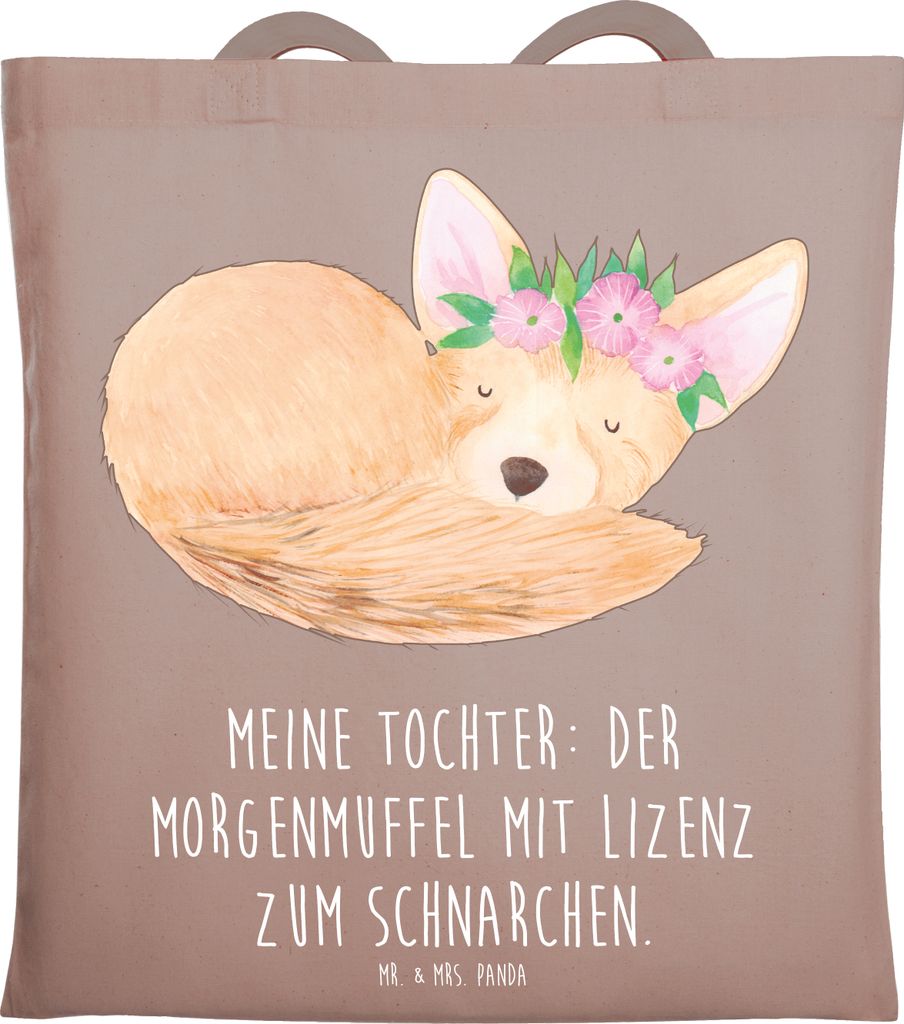 Mr. & Mrs. Panda Beutel Tochter Morgenmuffel - Braun Pastell - Geschenk, Einkaufstasche, Dankeschön, umhängetasche baumwolle, Bindung, Shopping T...