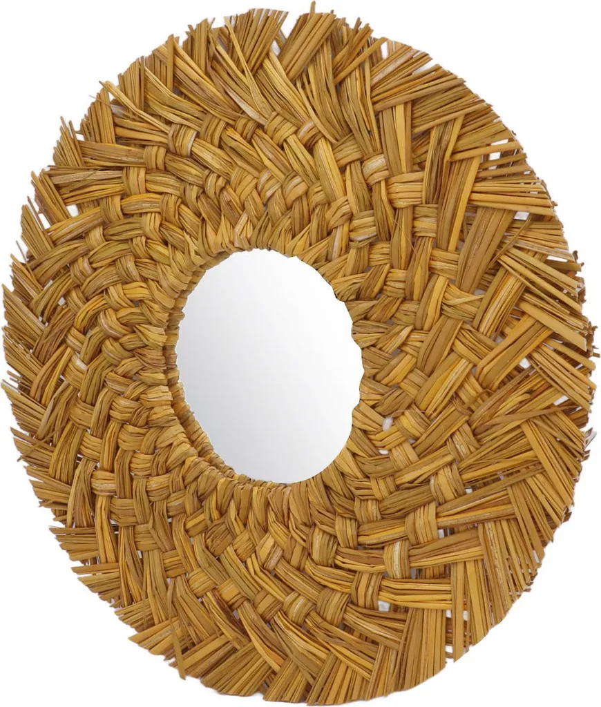 Miroir en paille tissée doré - Agrandissez et illuminez votre pièce