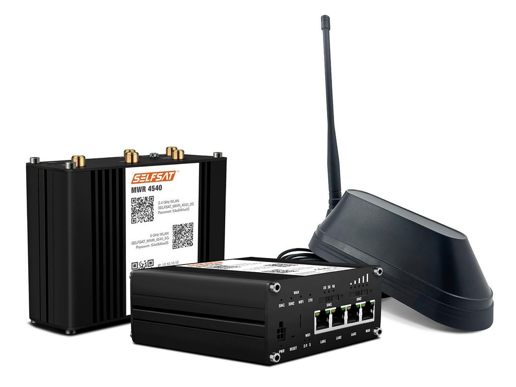 SELFSAT MWR 4540 4G Cat 6 WLAN Router bis 300 Mbps inkl. SHARK 5G Antenne schwarz