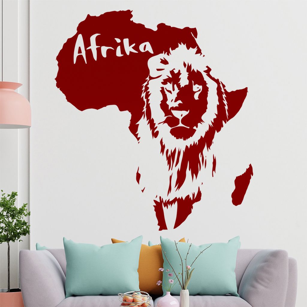 KIWISTAR Löwe u. Schriftzug Afrika Wandtattoo in 6 Größen - Wandaufkleber Wall Sticker - Dekoration, Küche, Wohnzimmer, Schlafzimmer, Badezimmer