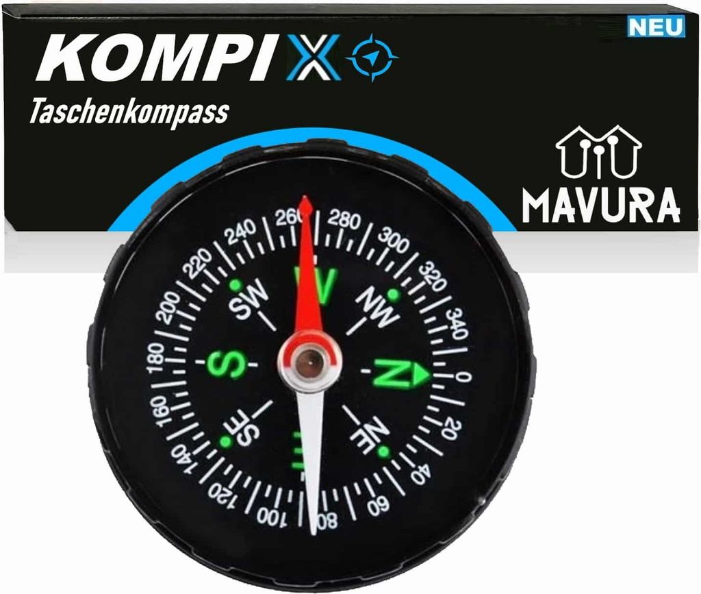 MAVURA KOMPIX Kompass Mini Outdoor Marschkompass Wandern Auto Fahrrad Taschenkompass