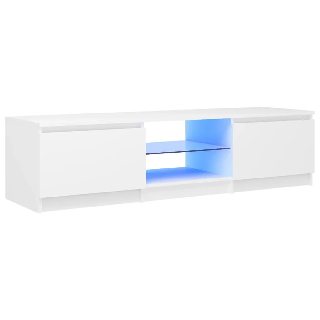 Mobile TV Bianco con Luci LED 140x40 cm | Design Soggiorno Moderno