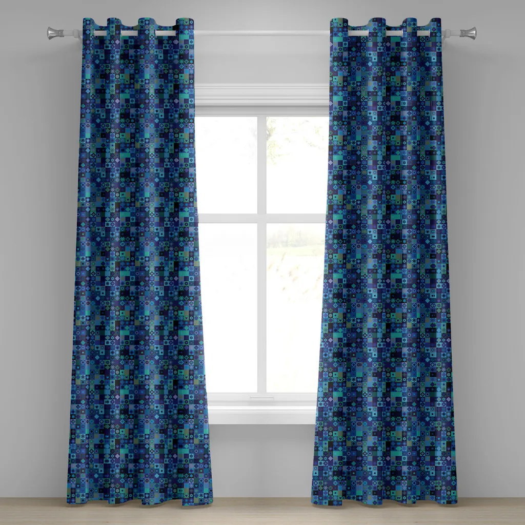 Rideau Anti-Regard Indigo 280 cm pour Fenêtre Moderne avec Motif Fleur