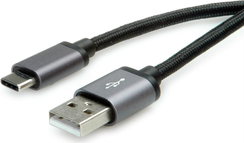 ROLINE USB 2.0 Kabel, Typ C - Typ A, ST/ST, schwarz, 0,8 m