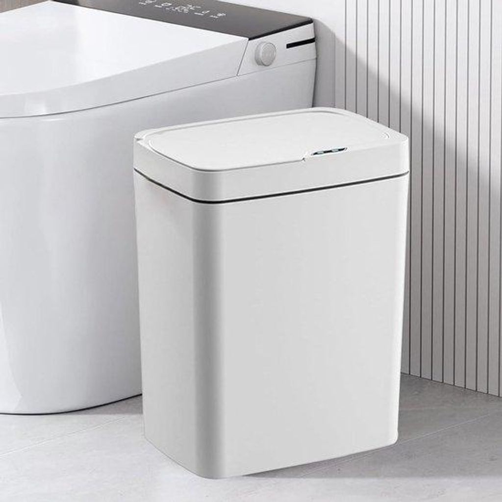 Automatische 15 l Abfallbehälter - Touchless mit Abdeckung - Schlank & wasserdicht - Für Wohnzimmer, Küche, Büro und Schlafzimmer