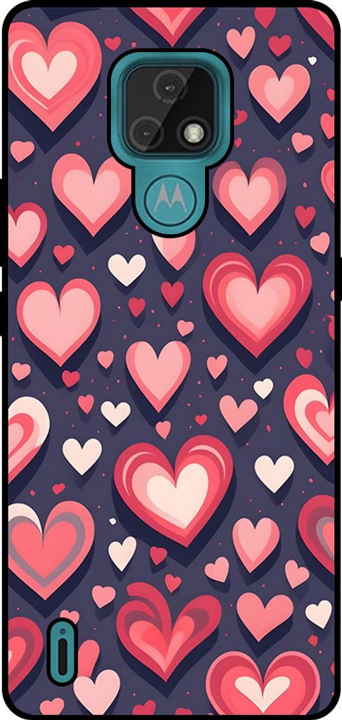 Smartphonica Telefon Fall geeignet für Motorola Moto E7 mit Herzen Impressum - TPU Backcover Fall mit Herz-Design