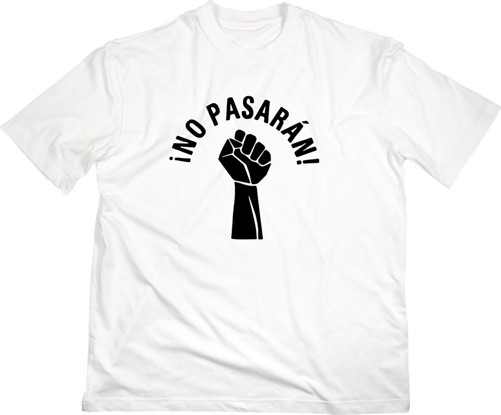Styletex23 T-Shirt No Pasaran Fist Logo Zeichen, weiss, L