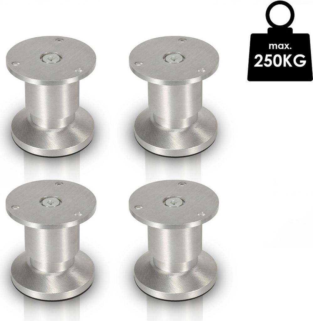 4X Möbelfüße Couch Stützfuß Verstellbar Schrankfuß Schrank Sofafuß Bettfüße-Aluminium-80mm