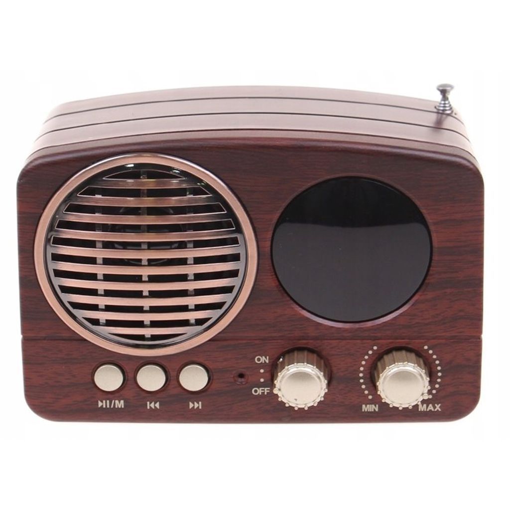 Tragbares Retro Radio Bluetooth FM mit USB microSD AUX Akku Produktbild 