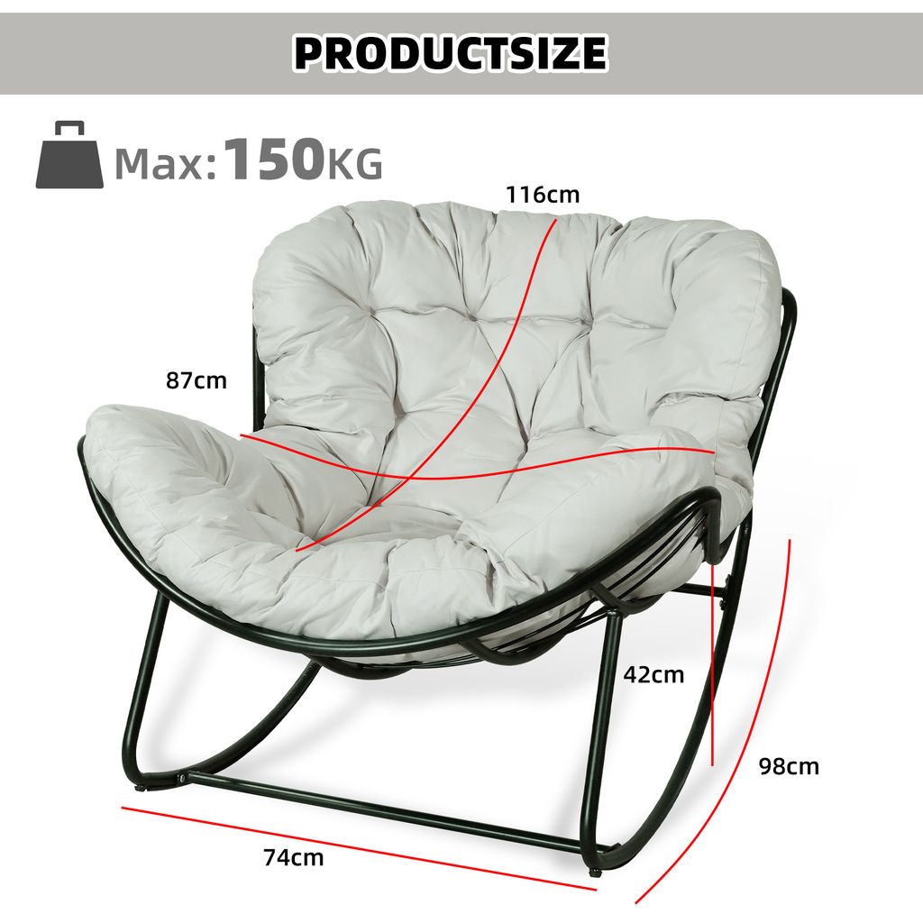 CCLIFE Schaukelstuhl Schaukelsessel Extra groß Wohnzimmer Produktbild 3