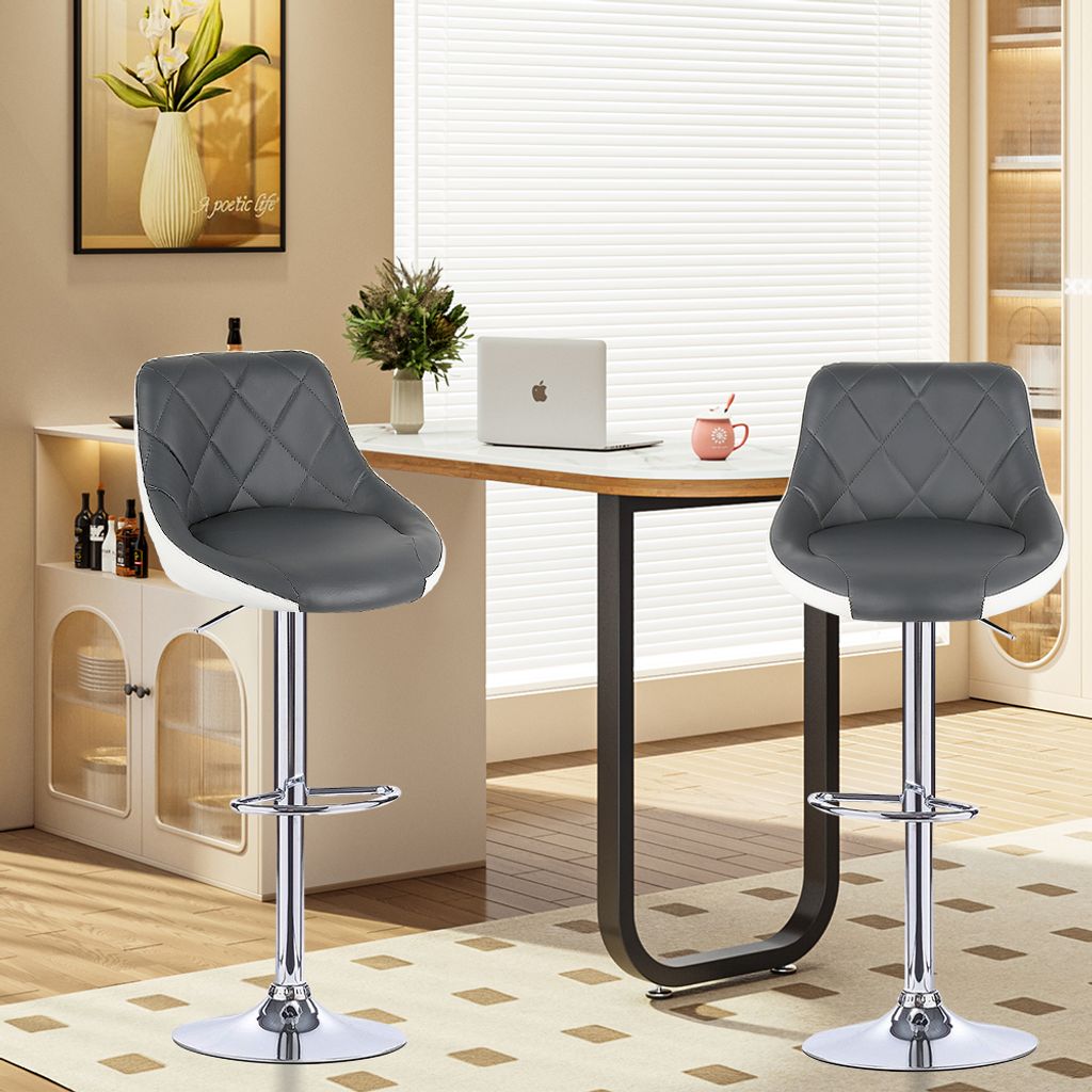 Barhocker 2er-Set, Barhocker aus Kunstleder mit Rückenlehne Produktbild 