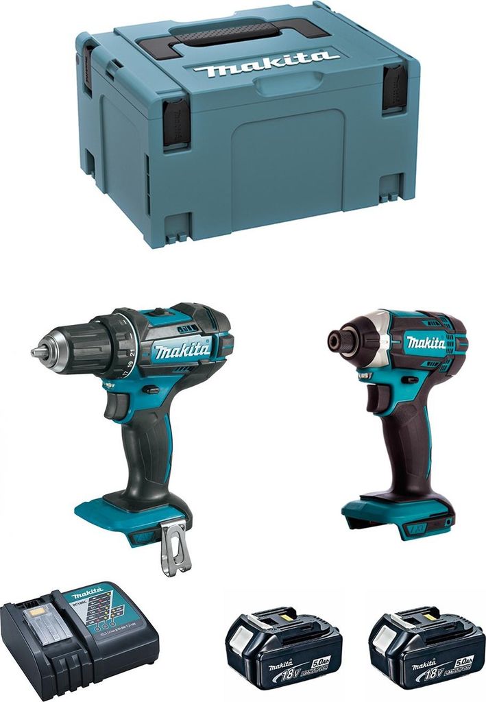MAKITA Kit DLX2127TJ (DDF482 + DTD152 + 2 x 5,0 Ah + DC18RC + MAKPAC 3)