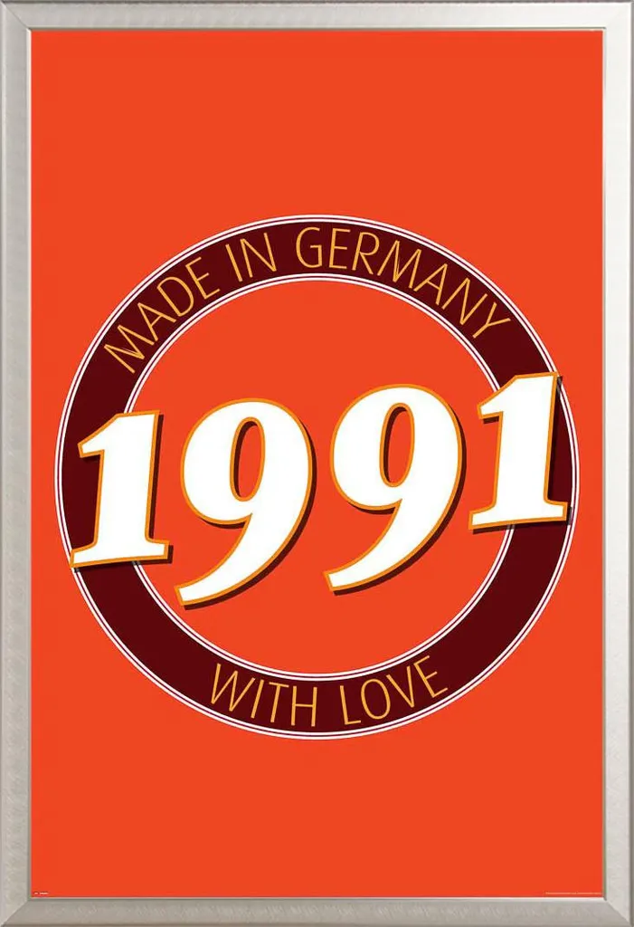 Poster Compleanno 1991 Germania con Cornice Shinsuke Alluminio Argento