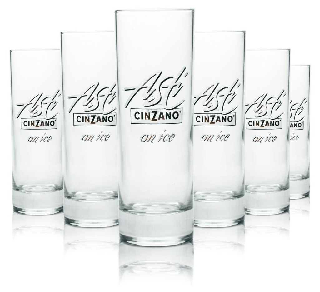 6x Asti Cinzano Glas 0,1l Longdrink Stamper Gläser On Ice Produktbild 