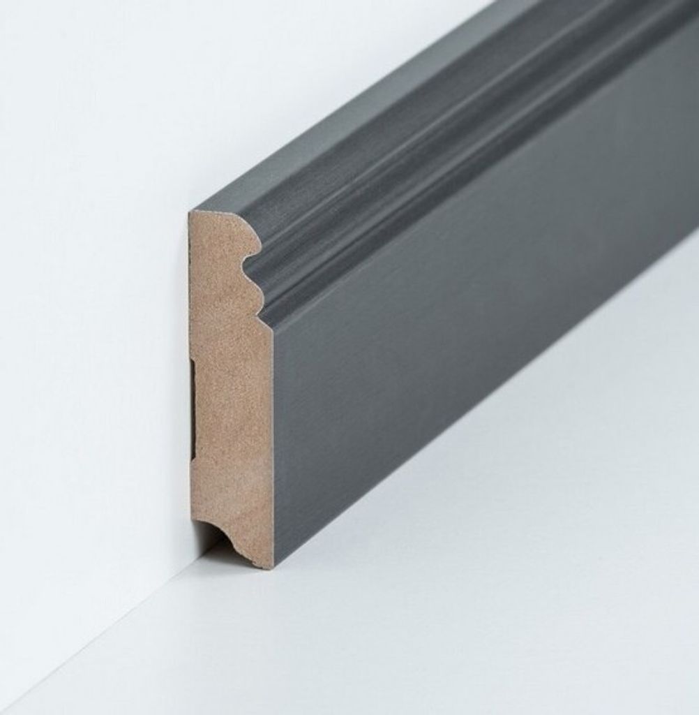 Sockelleiste MDF 19 x 80 x 2500 mm Grau zum Kleben, Schrauben & Nageln MDF-Kern foliert Fußleiste by PROVISTON 12.5 Meter | 5 Stück