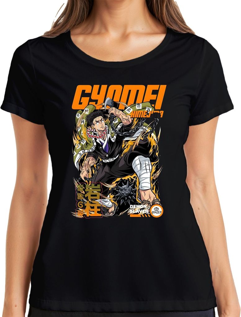 Gyomei Himejima Demon Slayer Hashira Anime Gebetsperlen Geschenk Damen T-Shirt, Schwarz, XXL