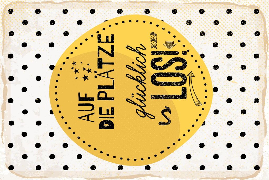 vianmo Blechschild 30x20 cm Auf die Plätze glücklich los