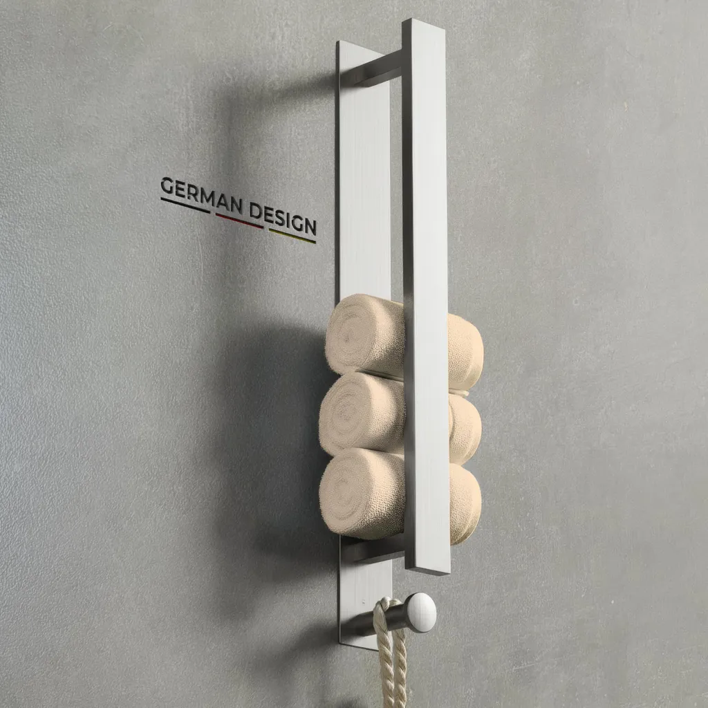 Porte-serviette sans perçage en métal brossé avec fixation adhésive