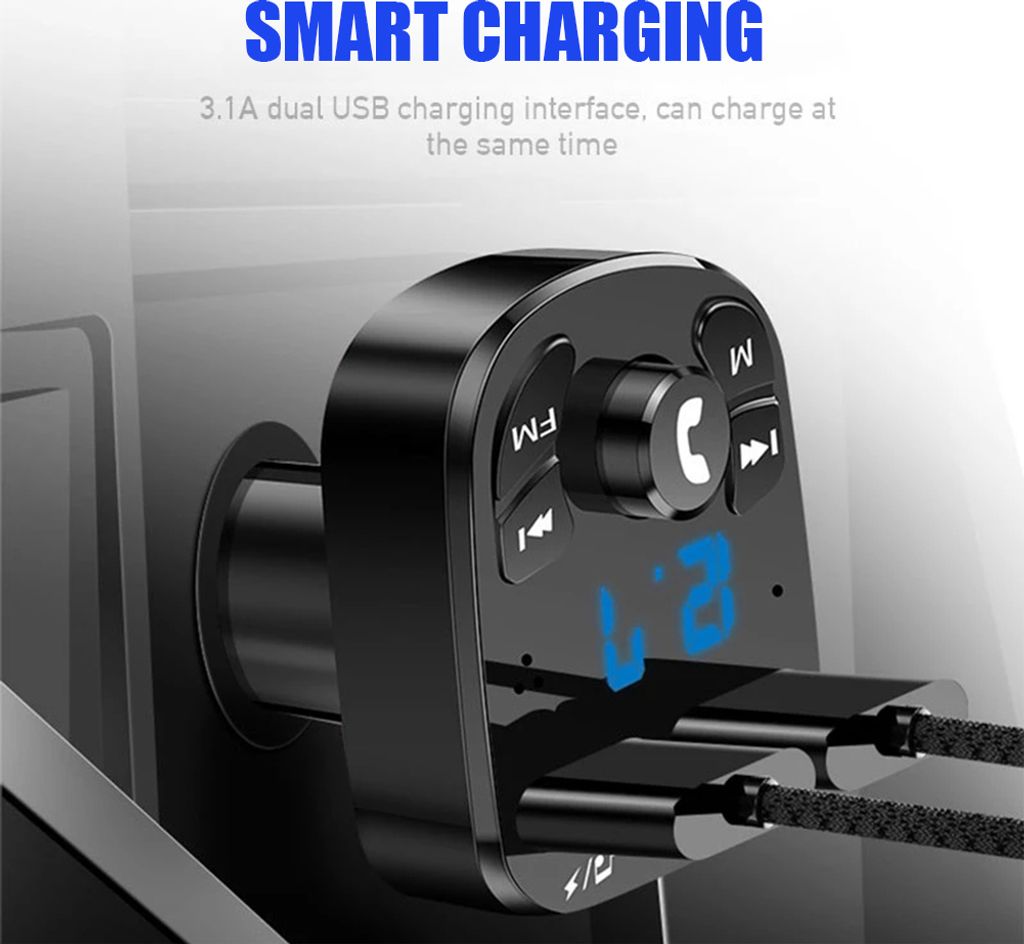 Auto Bluetooth FM Transmitter, Blaue Umgebende Leuchte Produktbild 5