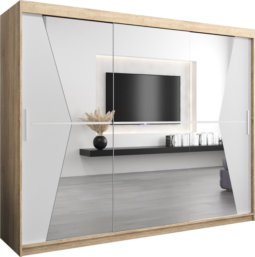 Kleiderschrank, Schiebetürenschrank Schlafzimmer, Schrank mit Spiegel MAROKO 250 cm