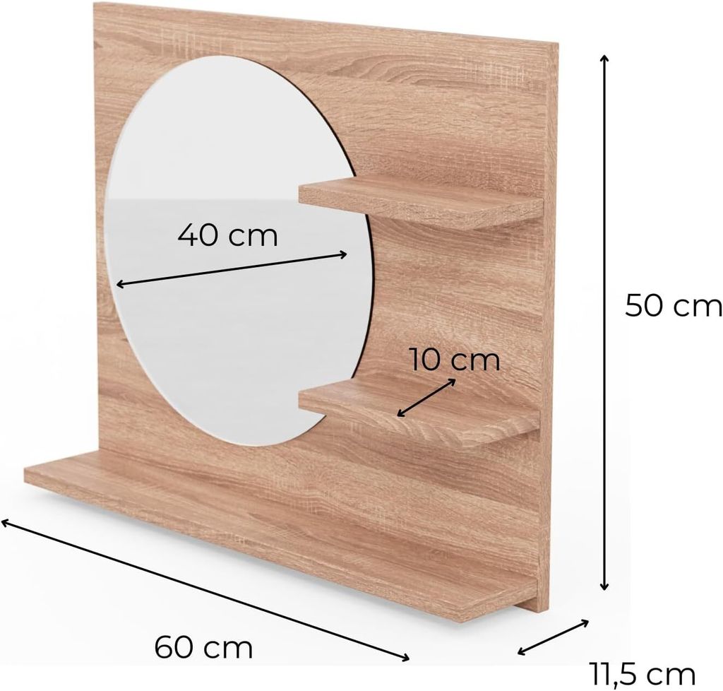 Nástěnné zrcadlo 60 cm x 50 cm Koupelnové zrcadlo s Obrázek produktu 3