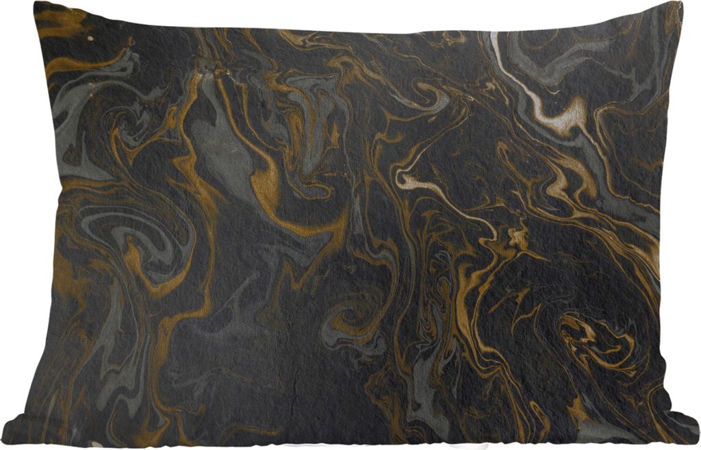 MuchoWow Outdoor Kissen - Marmor - Textur - Grau - Gold - Marmoroptik - Luxus - 60x40 cm - Wetterfest - Lounge Kissen - Zierkissen - Kissen für ...