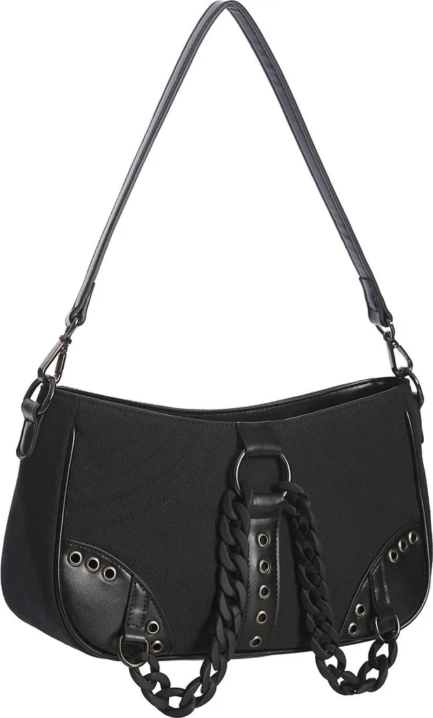 Sac à bandoulière pour soirées rock et festivals gothiques en similicuir