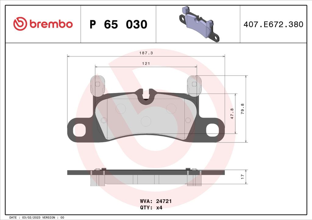 BREMBO P 65 030 - OE 7P5698451 Bremsbeläge für Cayenne (92A)