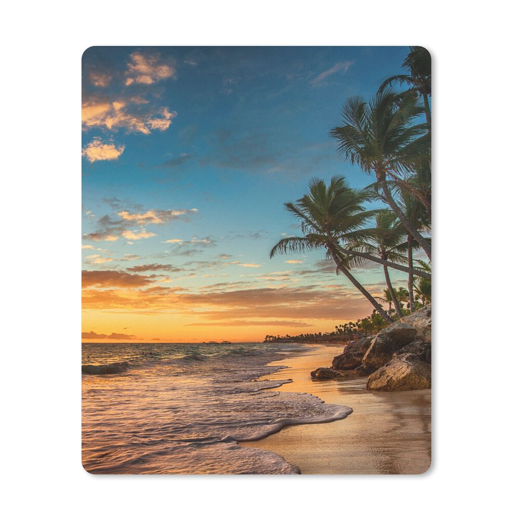 MuchoWow Mauspad Mousepad Strand - Sonnenuntergang - Meer - Palme 30x40 cm - Mousepads - Maus Mat - Pad - Mausunterlage - Mausmatten