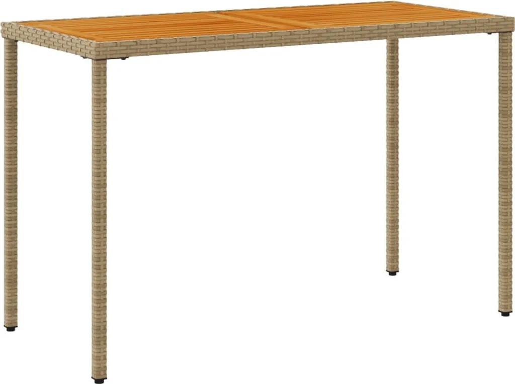 vidaXL Tavolo da giardino con piano in legno di acacia 115x54x74 cm in poly rattan