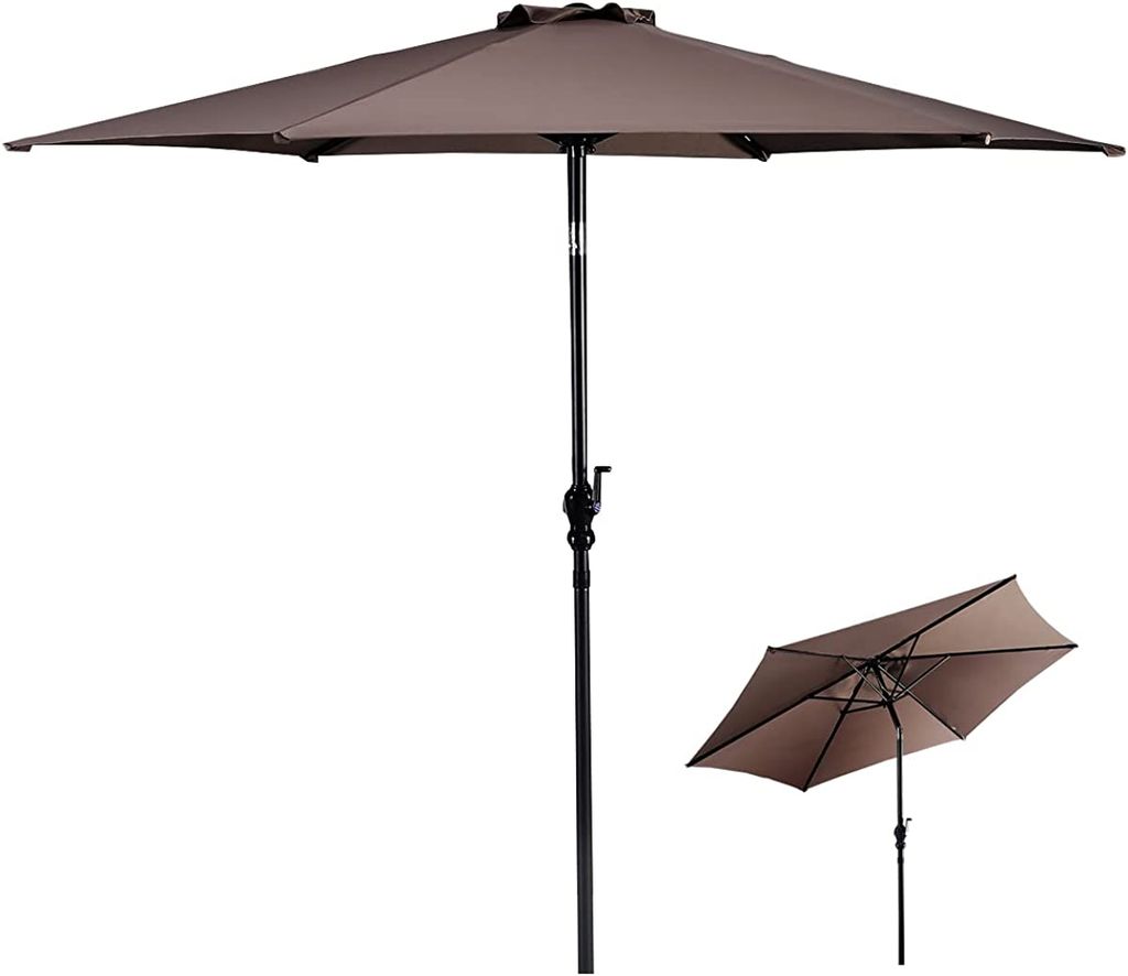 KOMFOTTEUSonnenschirm knickbar, Gartenschirm 300 cm mit UV-Schutz, Kurbelschirm mit 6 Streben und Handkurbel, Terrassenschirm & Balkonschirm für G...