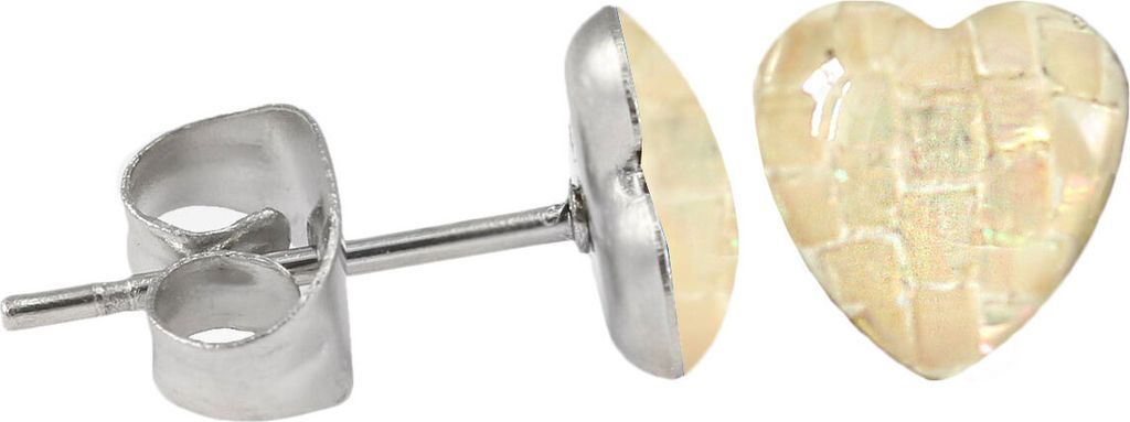 Chirurgenstahl Ohrstecker mit Mosaik Herz Farbe - Beige