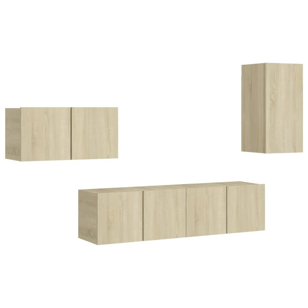 Set Mobile TV 4 Pezzi vidaXL Rovere Sonoma - Soluzione Salva Spazio