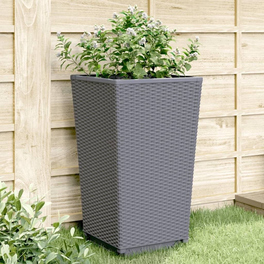 Design Pflanzkübel 2 Stk. Grau 32,5x32,5x57 cm PP, Gabionen 2024 Neu