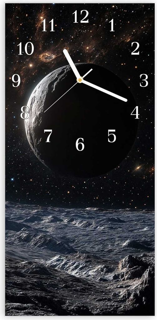 Wanduhr aus Glas mit Motiv Weltraumlandschaft- 30 x 60 cm - inkl. Aufhängesystem