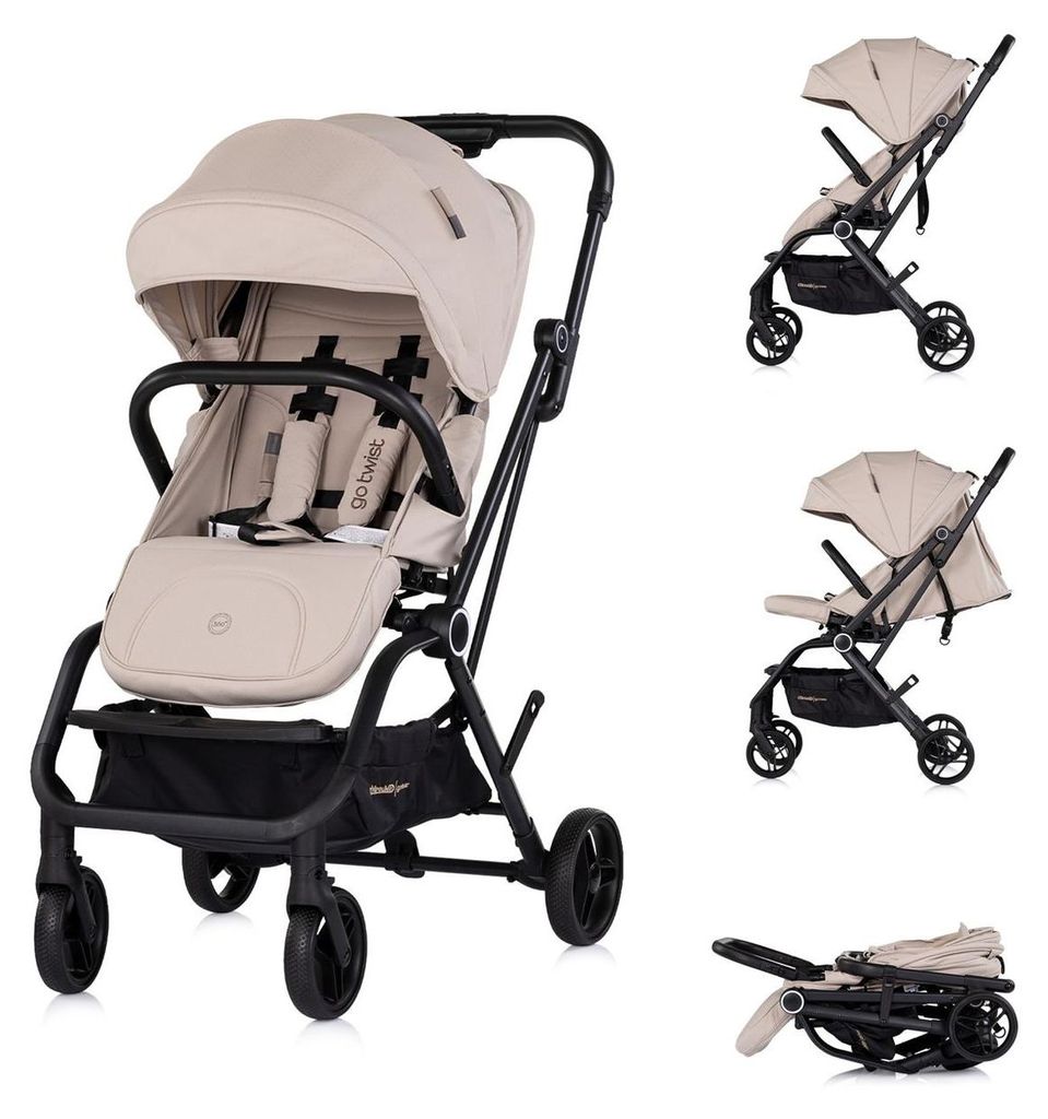 Chipolino Kinderwagen Go Twist Sitz drehbar PolyurethanReifen klappbar Federung Korb beige