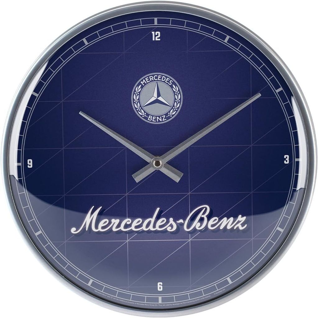 Nostalgic-Art - Wanduhr - Mercedes-Benz - Silver & Blue Produktbild 