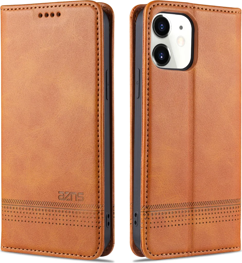custodia iPhone 11, Portafoglio con chiusura magnetica e supporto, Custodia Flip in pelle per iPhone 11 Brown