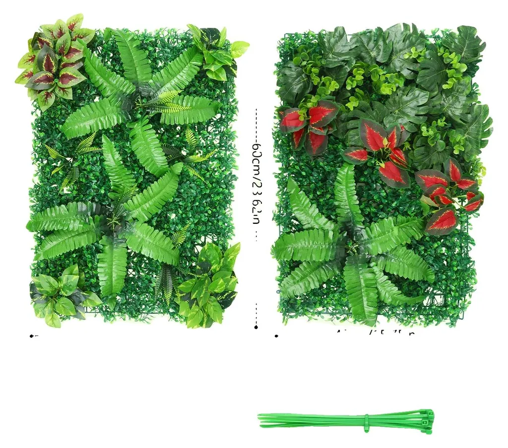 Haie artificielle de buis vert clair pour décoration murale 4 pièces
