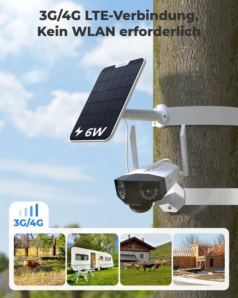 Caméra 4G Extérieure 6MP Vision 180° Grand Angle avec Panneau Solaire - 3