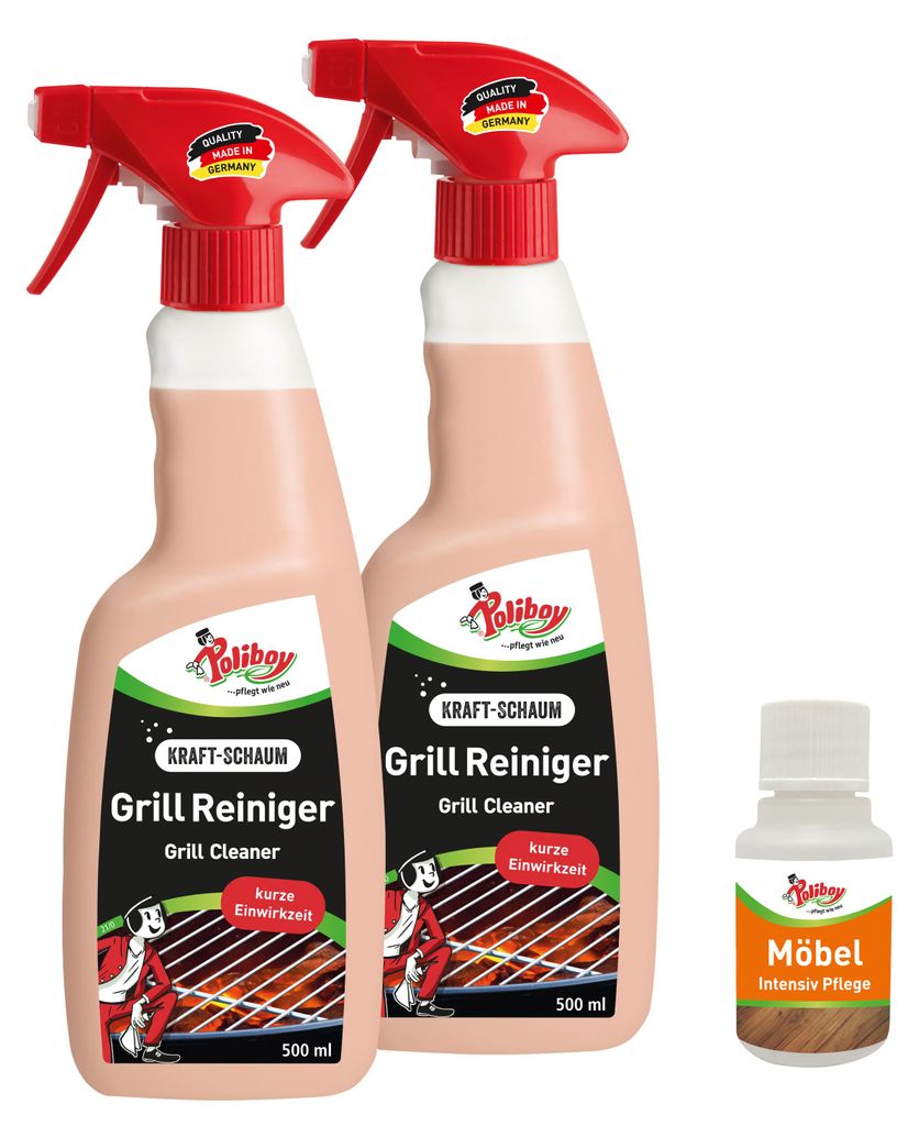 Poliboy Grill Reiniger mit Möbel Probe - 2x500 ml - aktiv Produktbild 