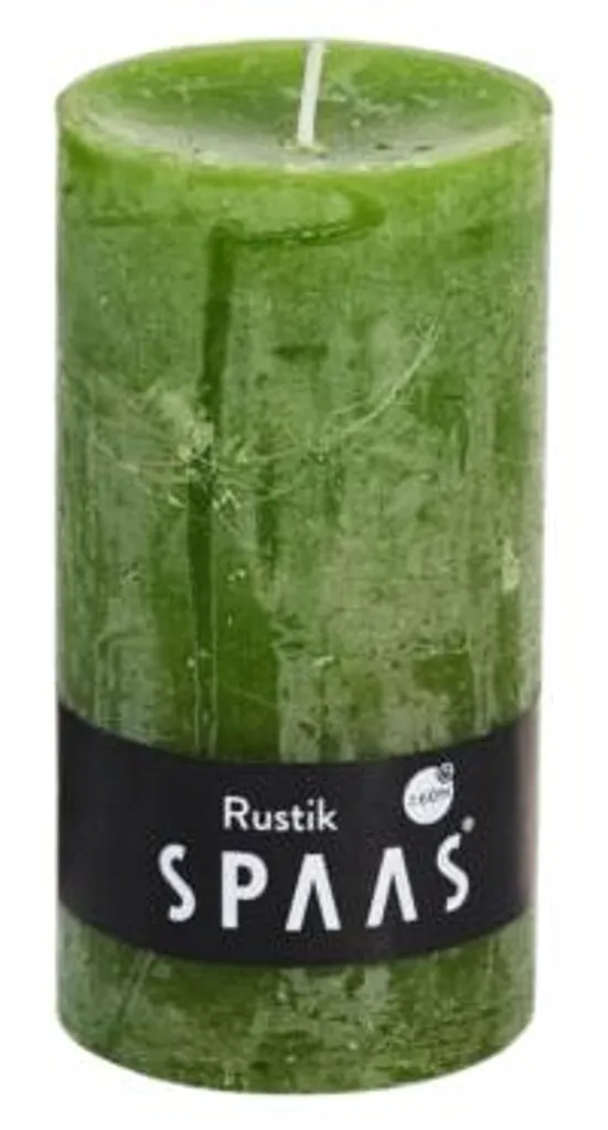 Grande bougie cylindrique vert olive rustique longue durée - Set de 8
