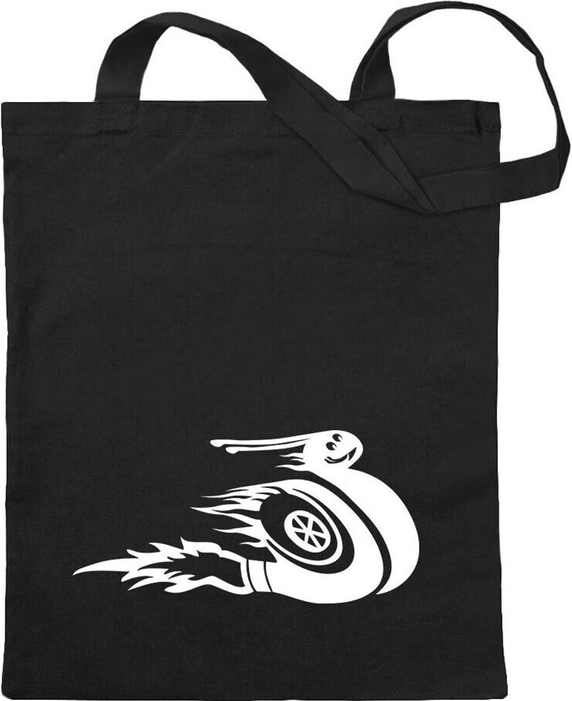 Kiwistar - Baumwolltasche - schwarz - Turboschnecke - Speed - Turbo - Tragetasche Stoffbeutel Umhängetasche langer Henkel