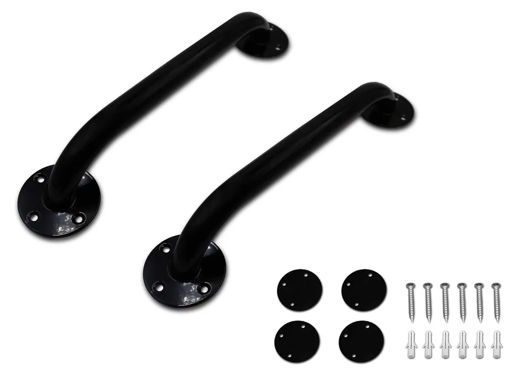Barre de maintien WC en acier époxy noir lot de 2 barres robustes