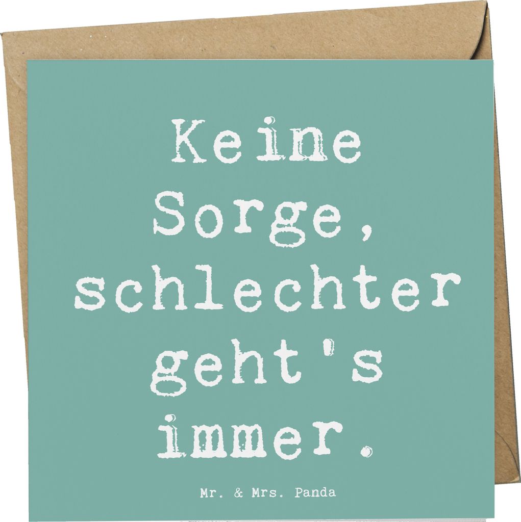 Mr. & Mrs. Panda Grußkarte Spruch Hoffnung in schwierigen Zeiten - Meeresbrise - Geschenk, anlasskarte, Zitat, Glückwunschkarte, schlechter geht'...