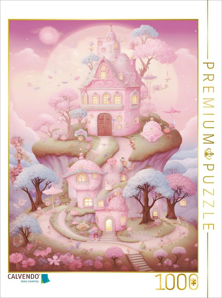 CALVENDO Puzzle Süße Häuser im rosa Wunderland | 1000 Teile Lege-Größe 64x48cm Foto-Puzzle für glückliche Stunden