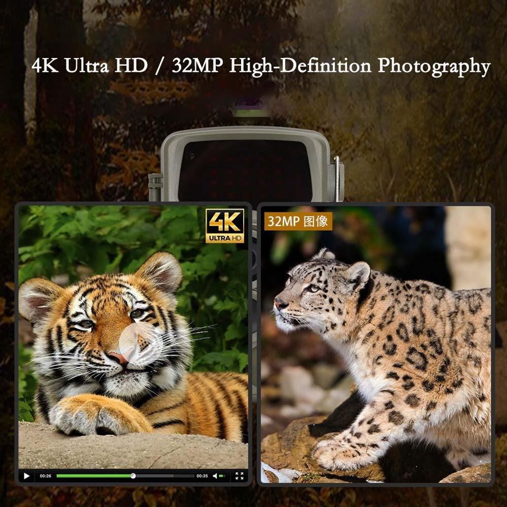 Caméra de Chasse WiFi App 24MP 1296P avec 120° Vision Nocturne Étanche IP65 Carte SD de 32 Go - Caméras de surveillance et pièges photo (13507633
