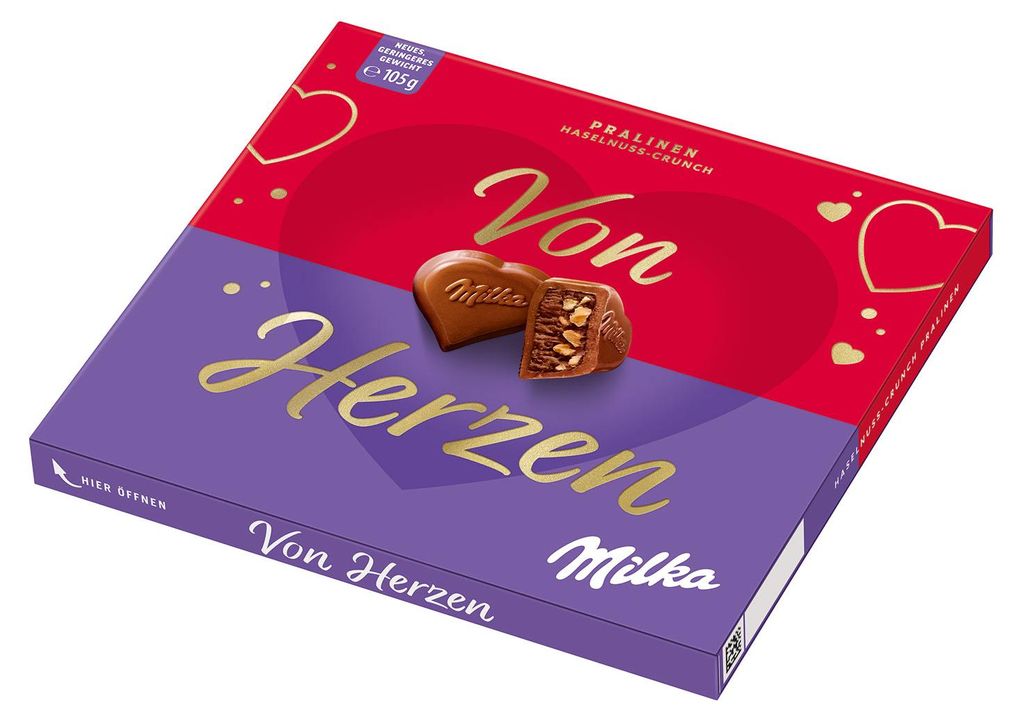 Milka 'Von Herzen' Pralinen Haselnuss-Crunch 105g Produktbild 